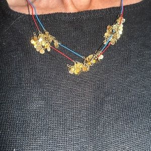 3 Strands of Golden Dangle Necklaces